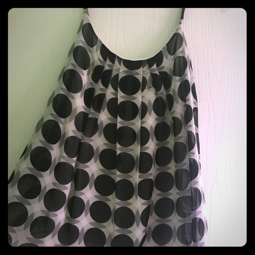 Black and white camisole with sheer overlay